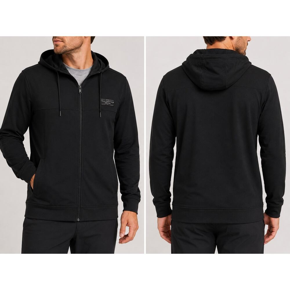 Travis Mathew Men’s Black Performance Hoodie Jacket Size Medium Golf Athleisure